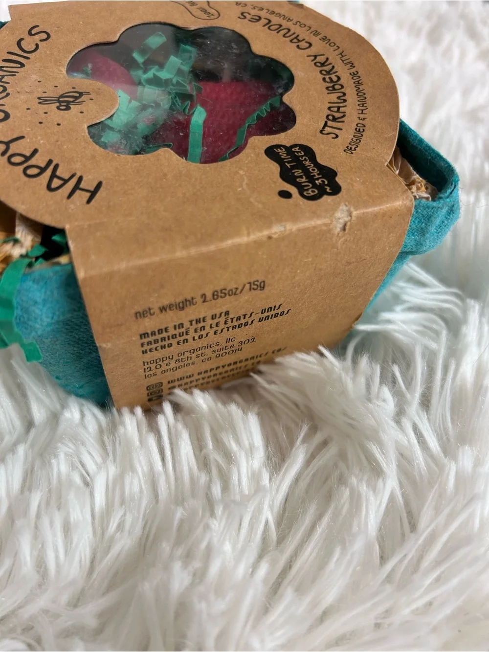 Happy Organics Strawberry Shaped Beeswax Candles, NEW made in LA